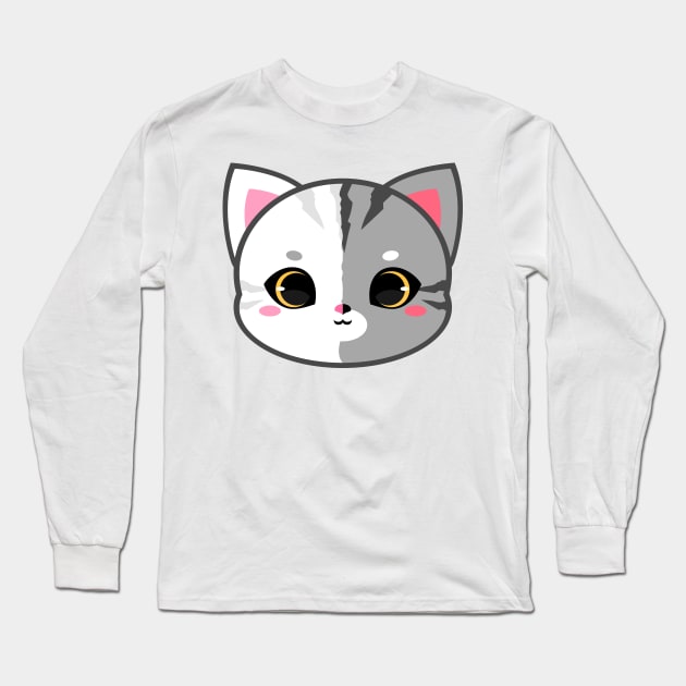 Cute Chimera White and Grey Cat Long Sleeve T-Shirt by alien3287